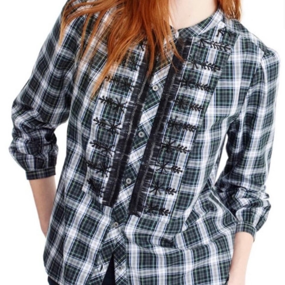 J.Crew Women’s  Plaid Blouse with sequins size Small